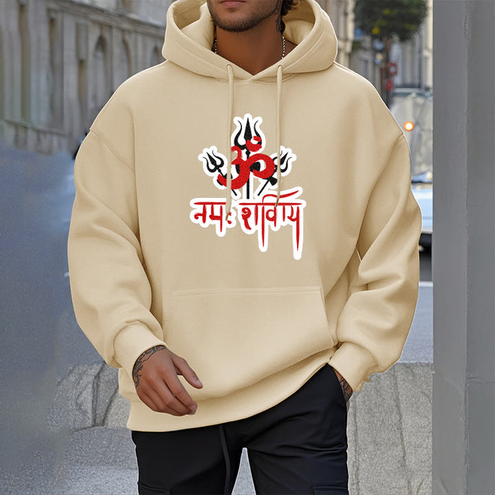 Buddha Stones OM NAMAH SHIVAYA Three Tridents Fleece Lined Polyester Hoodie