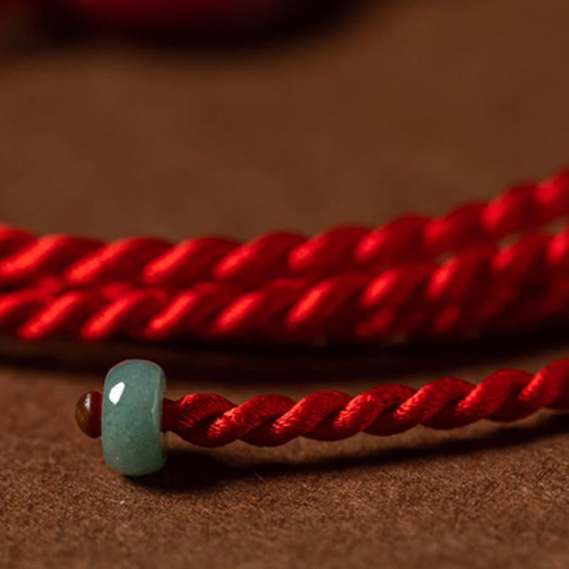 Buddha Stones Natural Cinnabar Peace Buckle Blessing Red String Belly Chain