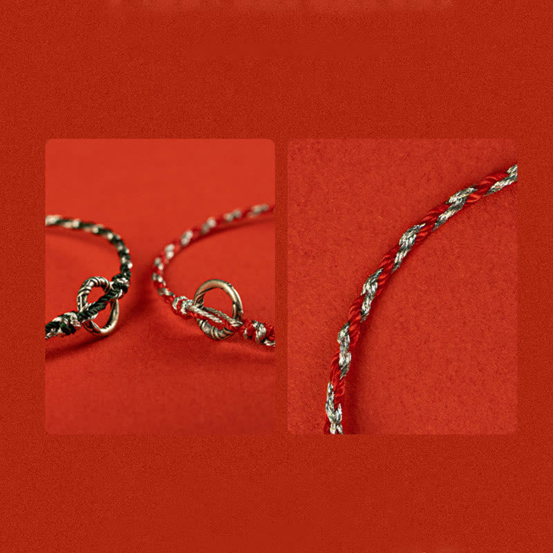 Buddha Stones 925 Sterling Silver Peace Buckle Luck String Bracelet - image 17