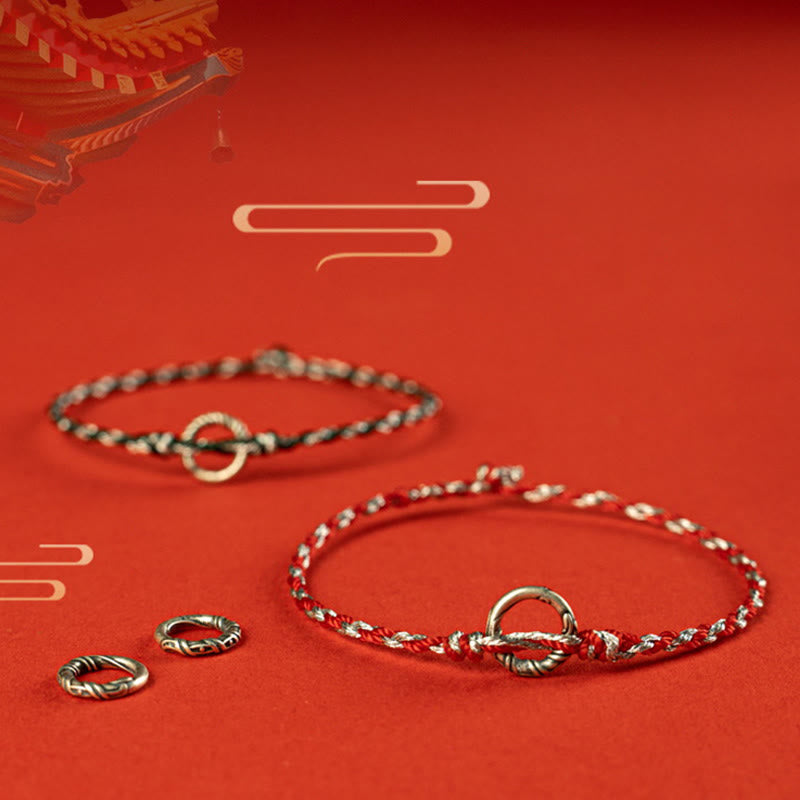 Buddha Stones 925 Sterling Silver Peace Buckle Luck String Bracelet - image 18