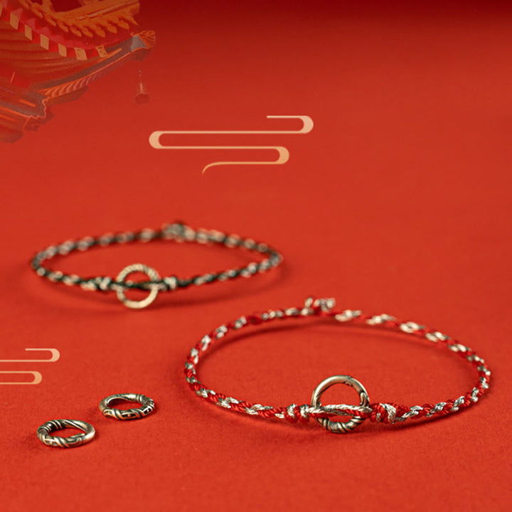 Buddha Stones 925 Sterling Silver Peace Buckle Luck String Bracelet - image 18