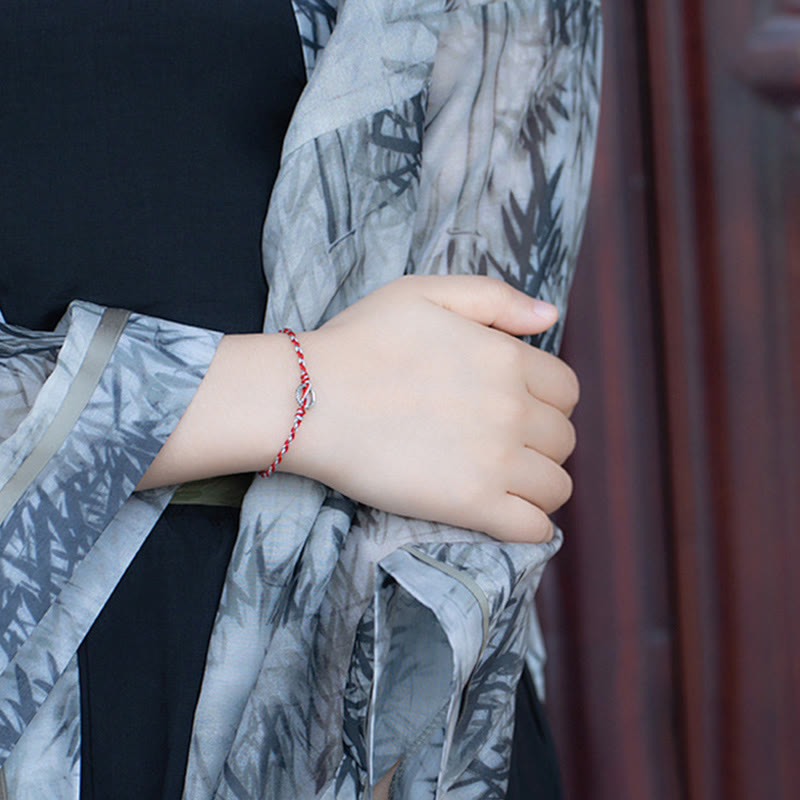 Buddha Stones 925 Sterling Silver Peace Buckle Luck String Bracelet - image 10