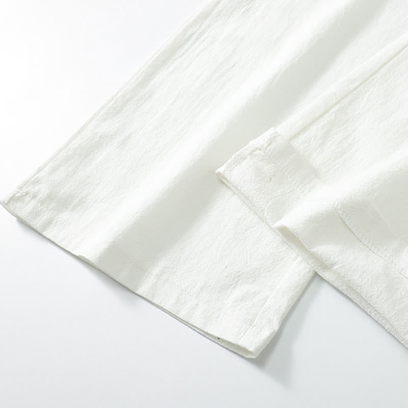 Buddha Stones Solid Color Cotton Linen Casual Loose Men's Pants With Pockets - image 5