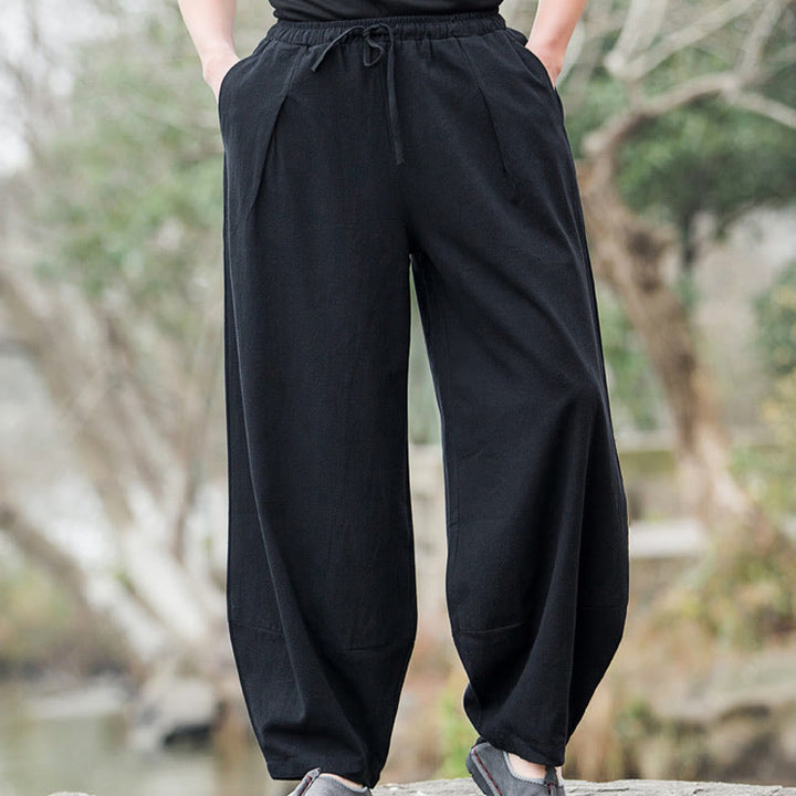 Buddha Stones Plain Casual Bloomer Men's Pants With Pockets - Black - US/UK/AU44，EU54 (5XL) - image 0
