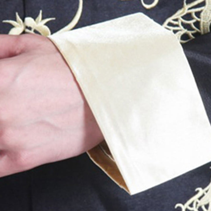 Buddha Stones Embroider Dragon Turned Sleeves Casual Frog-button Polyester Fiber Men's Jacket Shirt Pants Clothing - image 17