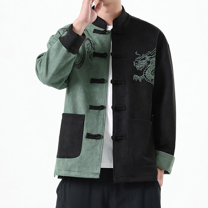 Buddha Stones Dragon Embroidery Casual Frog-button Cotton Men's Jacket Shirt Clothing - image 16