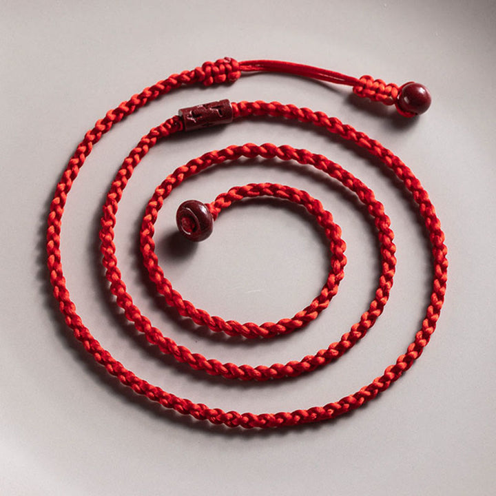 Buddha Stones Natural Cinnabar Calm Blessing Red String Belly Chain