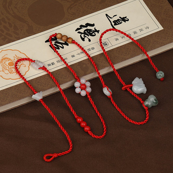 Buddha Stones Chinese Zodiac Peach Wood Blessing Red String Belly Chain