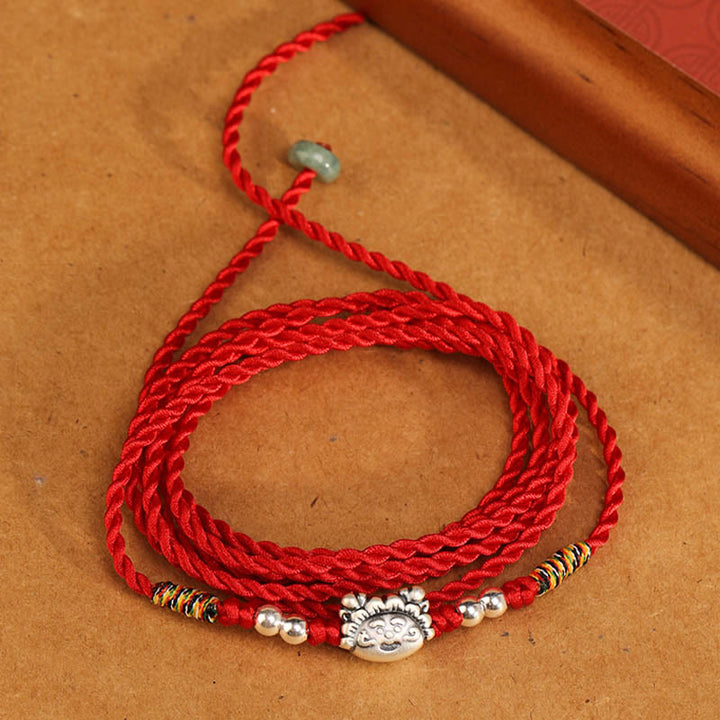 Buddha Stones 999 Sterling Silver Blessing Red String Belly Chain