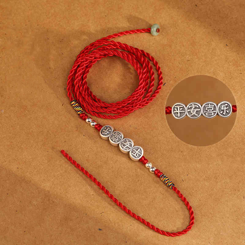 Buddha Stones 999 Sterling Silver Blessing Red String Belly Chain