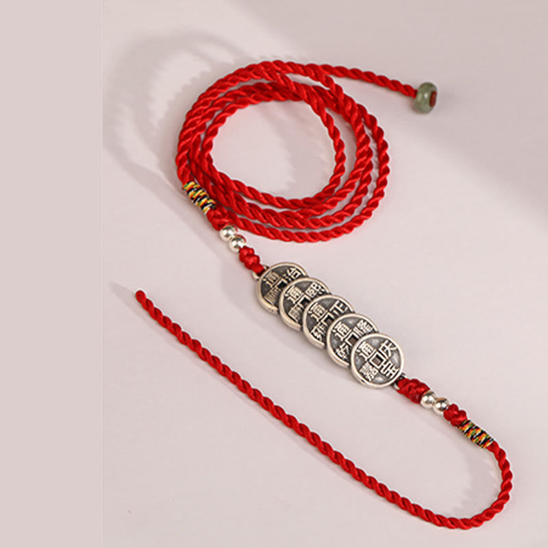 Buddha Stones 999 Sterling Silver Blessing Red String Belly Chain