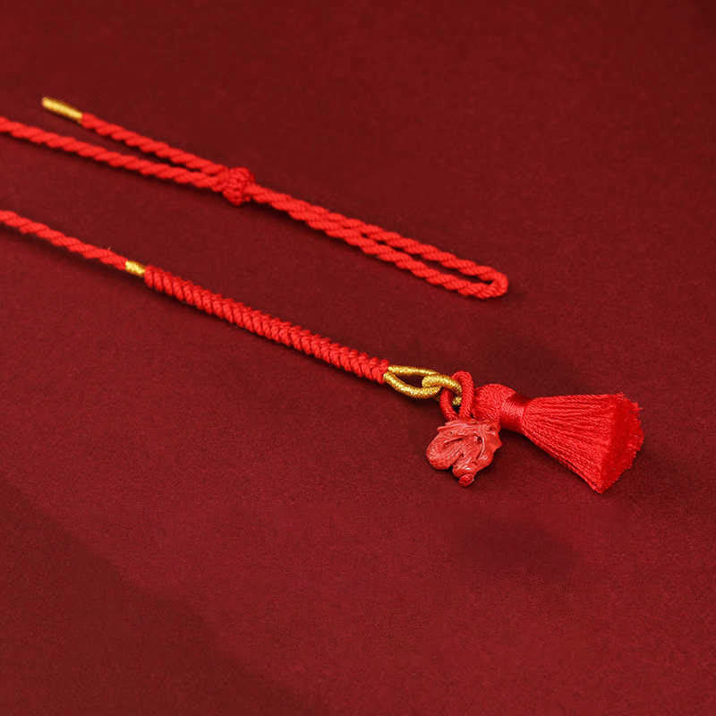 Buddha Stones Natural Cinnabar Dragon Blessing Red String Belly Chain