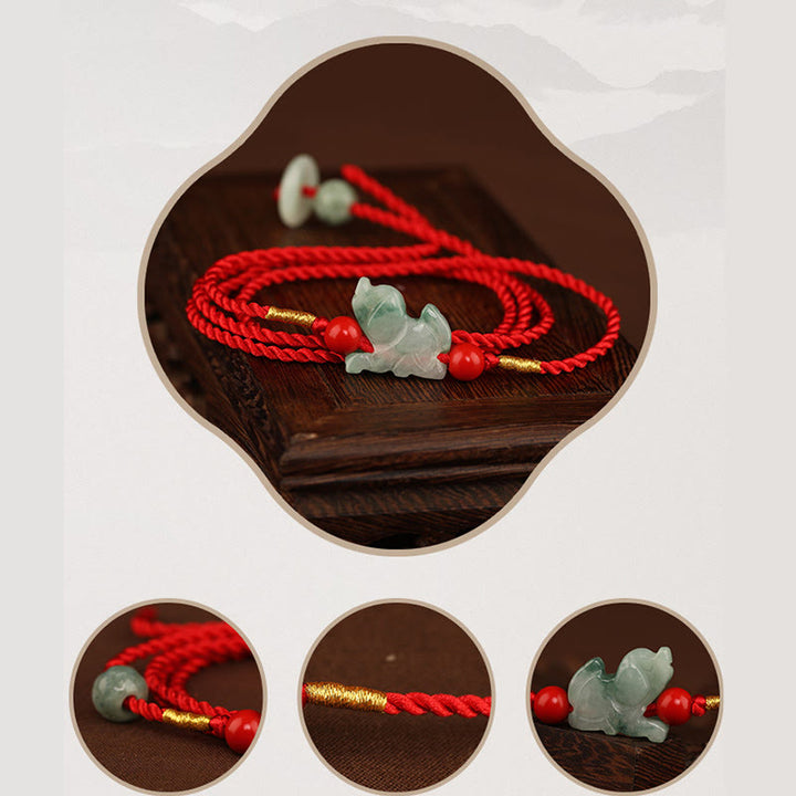 Buddha Stones Jade Peace Buckle Blessing Red String Belly Chain