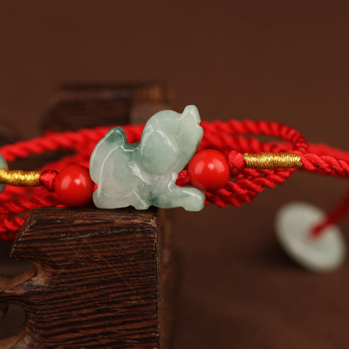 Buddha Stones Jade Peace Buckle Blessing Red String Belly Chain