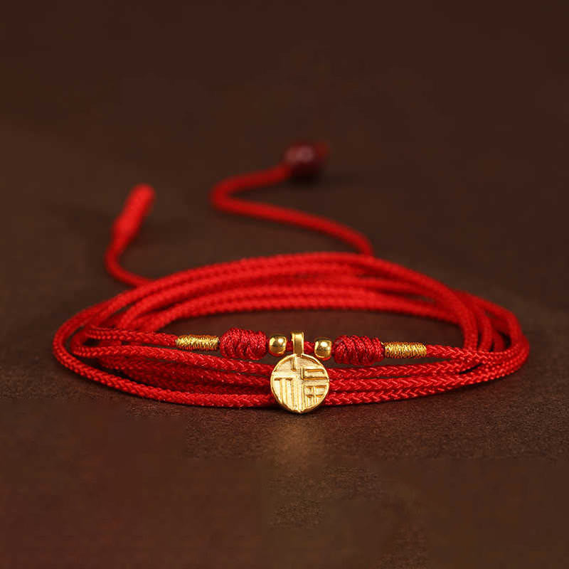 Buddha Stone 999 Solid Gold Red String Belly Chain