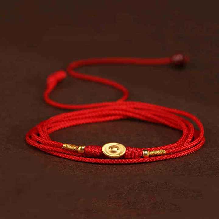 Buddha Stone 999 Solid Gold Red String Belly Chain