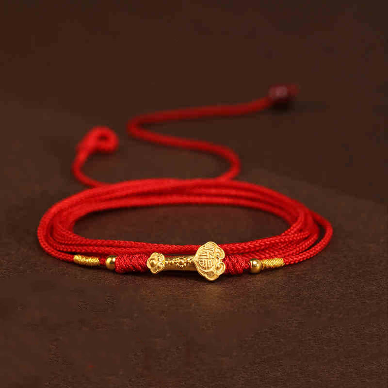 Buddha Stone 999 Solid Gold Red String Belly Chain