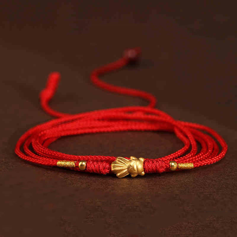 Buddha Stone 999 Solid Gold Red String Belly Chain