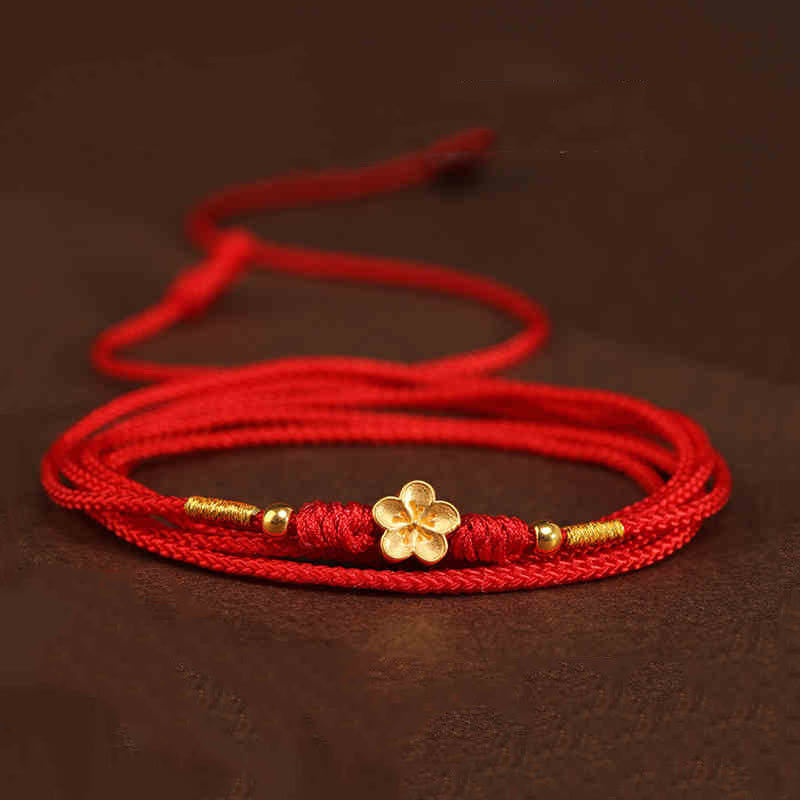 Buddha Stone 999 Solid Gold Red String Belly Chain