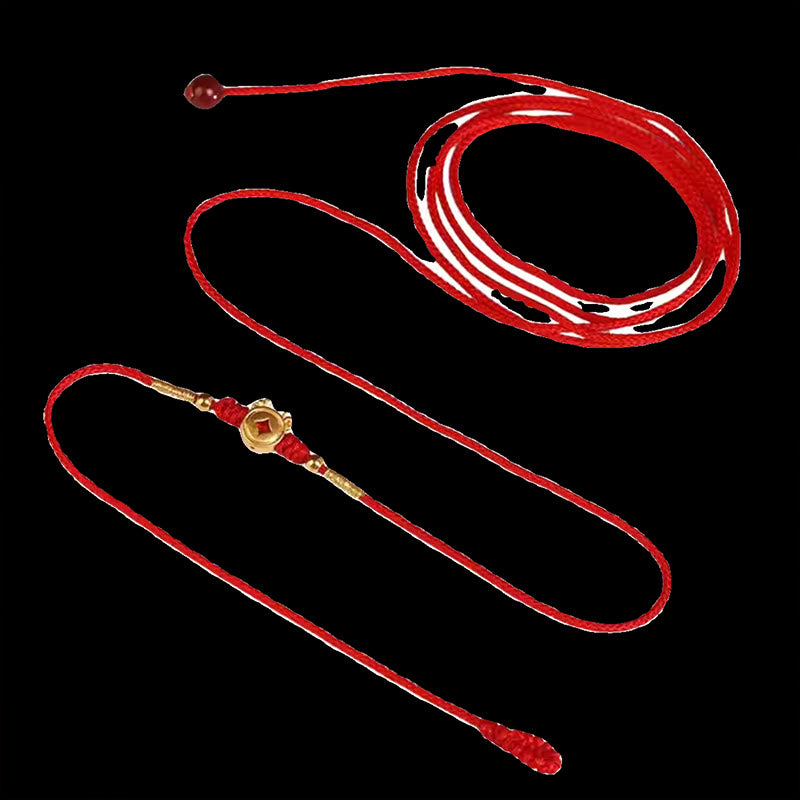 Buddha Stone 999 Solid Gold Red String Belly Chain