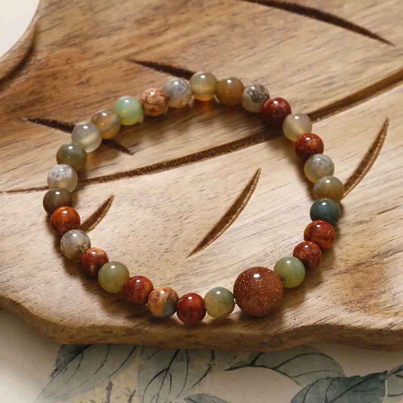 Buddha Stones Red Agate Shoushan Stone Calm Blessing Bracelet