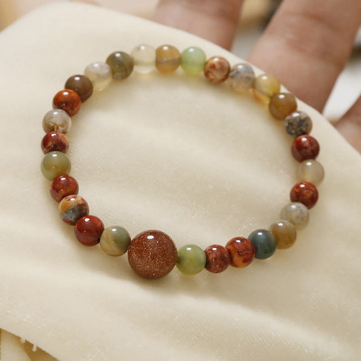 Buddha Stones Red Agate Shoushan Stone Calm Blessing Bracelet