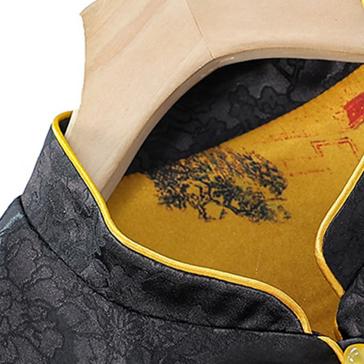 Buddha Stones Vintage Embroidery Plum Blossom Pattern Double-Sided Wear Vest - image 3