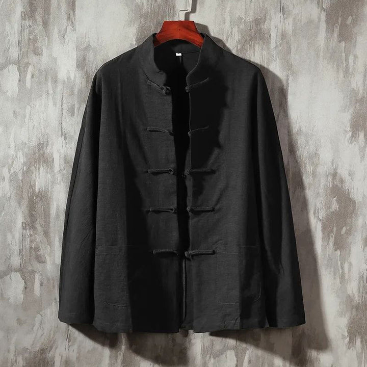 Buddha Stones Stand Collar Tang Suit Casual Cotton Linen Shirt - Black - US/UK/AU46，EU56 (5XL) - image 10
