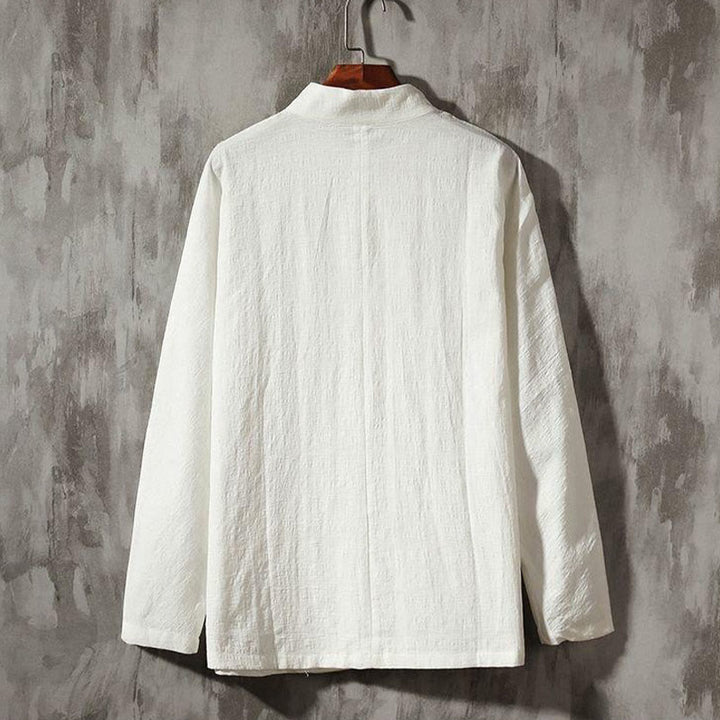 Buddha Stones Stand Collar Tang Suit Casual Cotton Linen Shirt - image 2