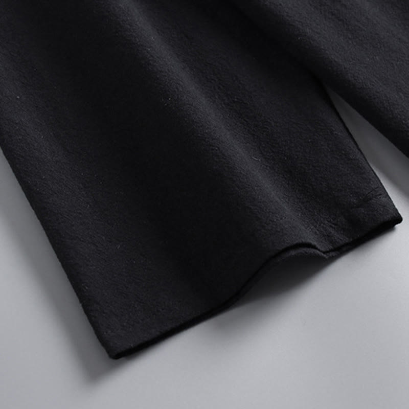 Buddha Stones Cross-Collars Cropped Bloomers Cotton Tang Suit Hanfu Top Pants Clothing Men's Set - image 13