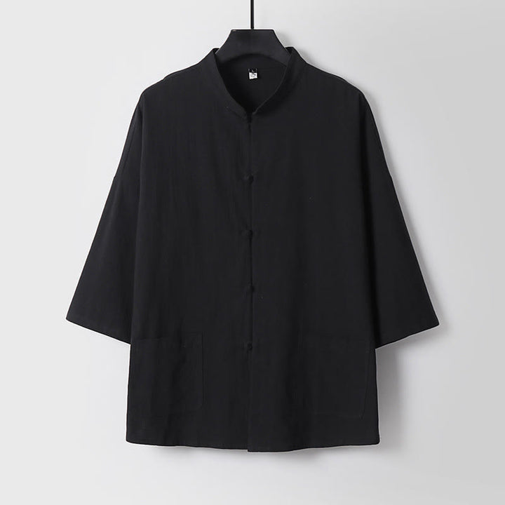 Buddha Stones Three-Quarter Sleeves Cropped Bloomers Cotton Top Pants Clothing Men's Set - image 5