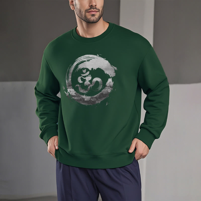 Buddha Stones Om Lotus Fleece Lined Polyester Sweatshirt