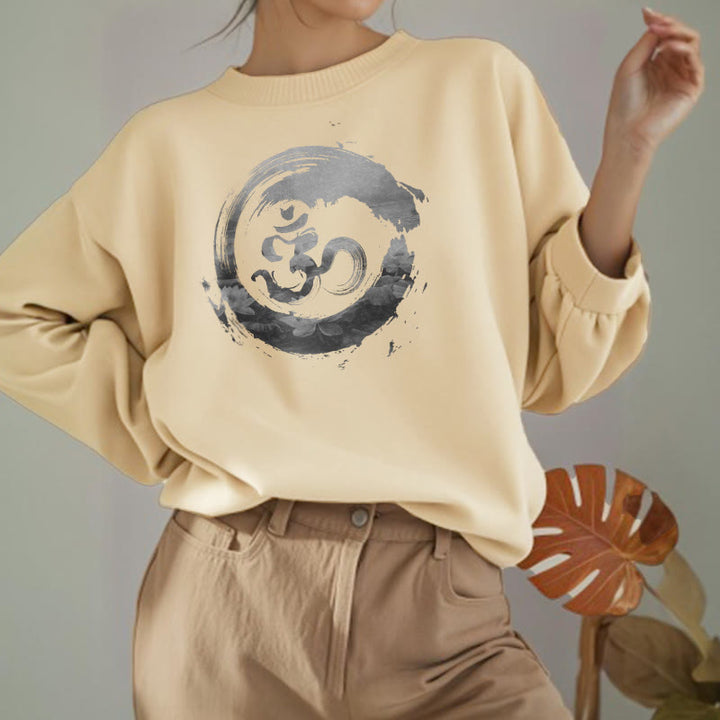 Buddha Stones Om Lotus Fleece Lined Polyester Sweatshirt