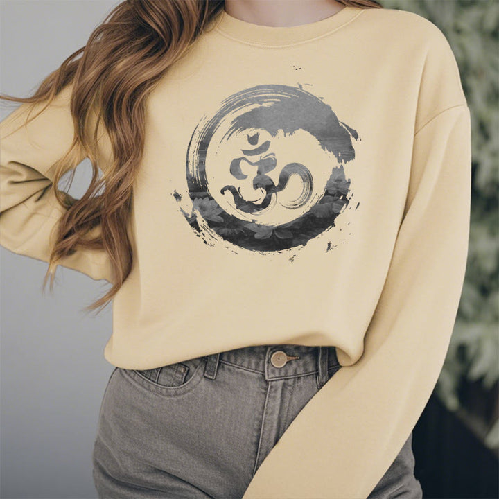 Buddha Stones Om Lotus Fleece Lined Polyester Sweatshirt