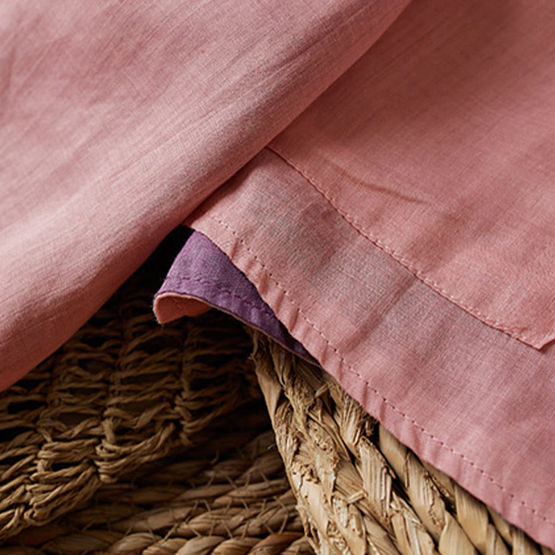 Buddha Stones PLUS SIZE V Neck Casual Solid Color Long Sleeve Shirt Cotton Linen Women's Shirts - image 19