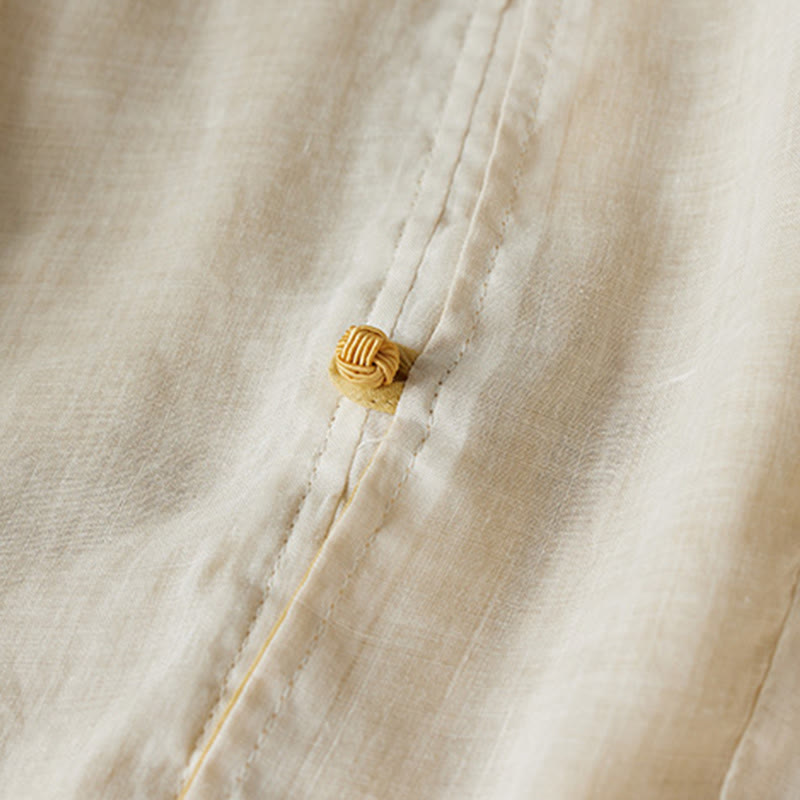 Buddha Stones PLUS SIZE V Neck Casual Solid Color Long Sleeve Shirt Cotton Linen Women's Shirts - image 10