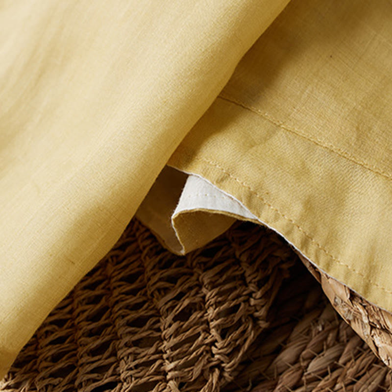 Buddha Stones PLUS SIZE V Neck Casual Solid Color Long Sleeve Shirt Cotton Linen Women's Shirts - image 7