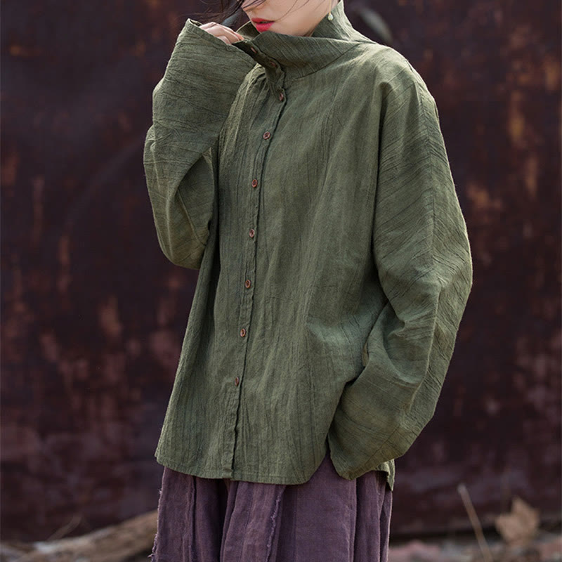 Buddha Stones Turtleneck Dyeing Ramie Cotton Chinese Style Cardigan Clothing - image 14