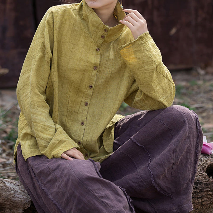 Buddha Stones Turtleneck Dyeing Ramie Cotton Chinese Style Cardigan Clothing - image 7