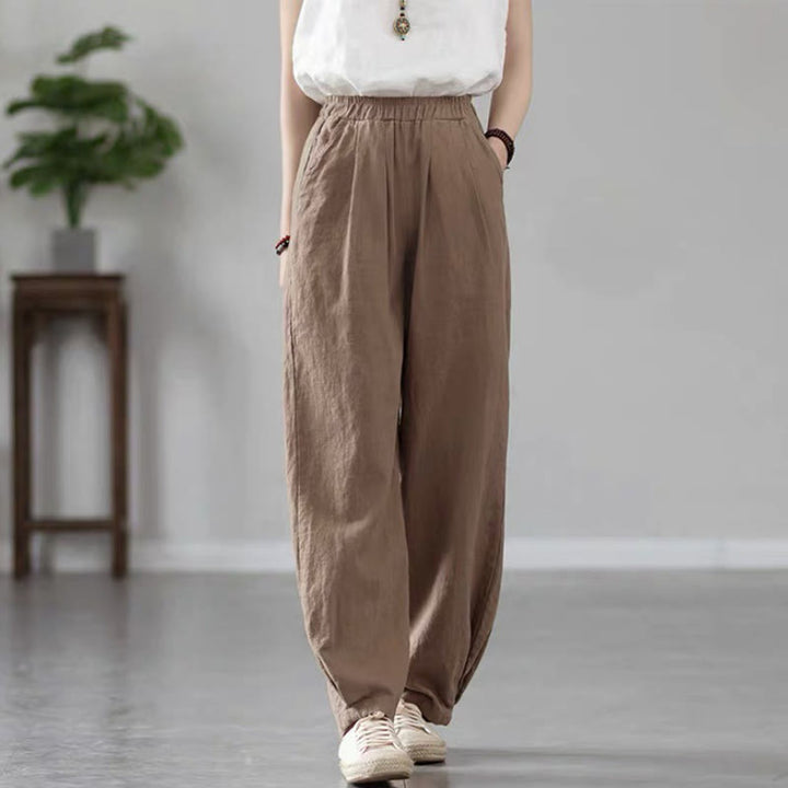 Buddha Stones Casual Cotton Women's Yoga Pants With Pockets - Tan - US14，UK/AU18，EU46 (4XL) - image 15