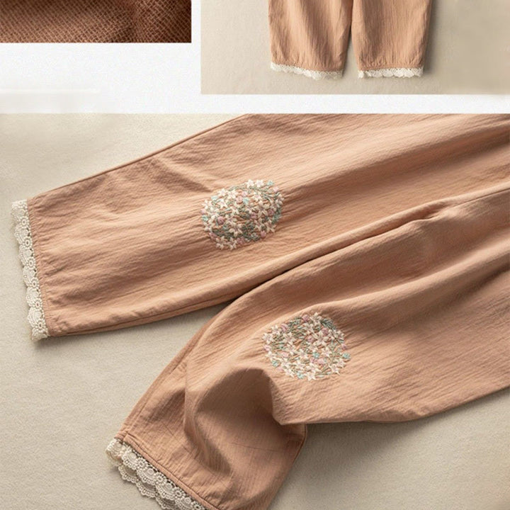 Buddha Stones Casual Lace Trim Embroidered Harem Pants With Pockets - image 2