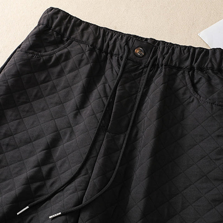 Buddha Stones Fall Winter Simple Plaid Cotton Drawstring Harem Pants With Pockets - image 28