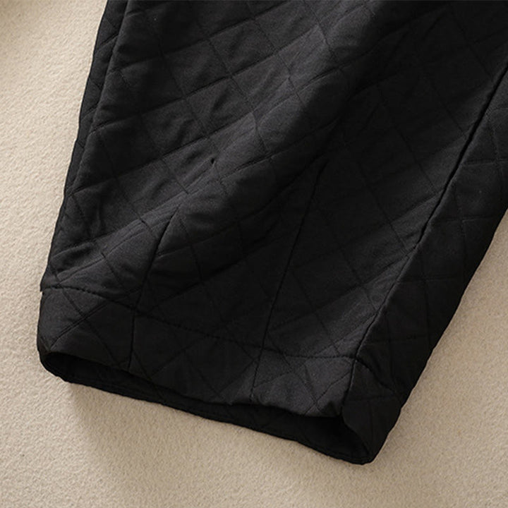 Buddha Stones Fall Winter Simple Plaid Cotton Drawstring Harem Pants With Pockets - image 33