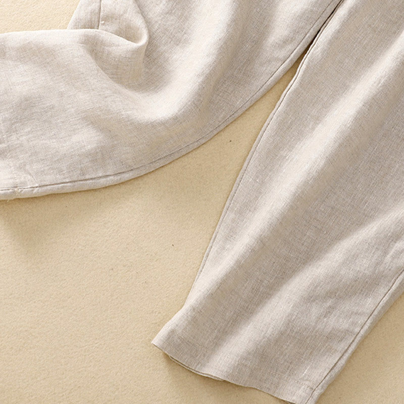 Buddha Stones Vintage High Waist Lace-up Cotton Linen Harem Pants With Pockets - image 33