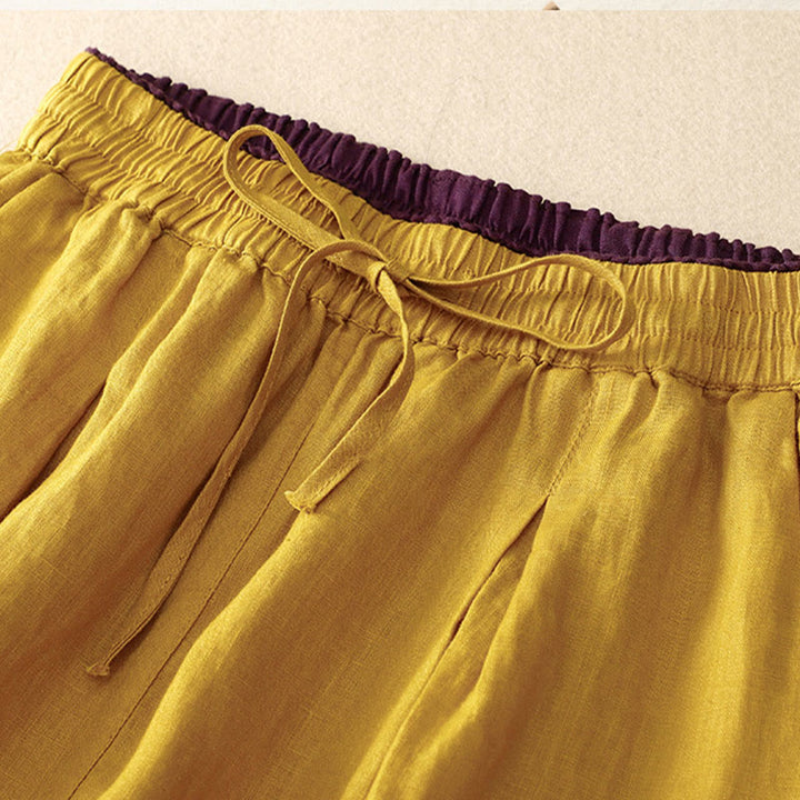 Buddha Stones Vintage High Waist Lace-up Cotton Linen Harem Pants With Pockets - image 14