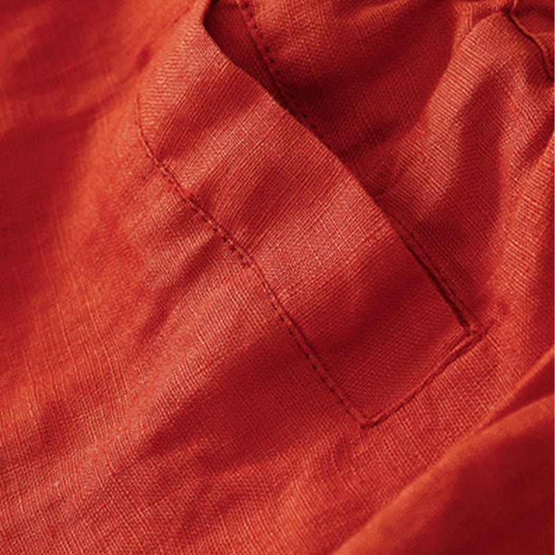 Buddha Stones Vintage High Waist Lace-up Cotton Linen Harem Pants With Pockets - image 10