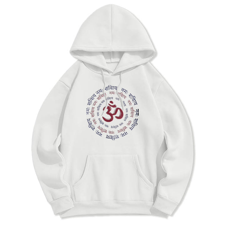 Buddha Stones OM Mantra Character Sanskrit Fleece Lined Hoodie