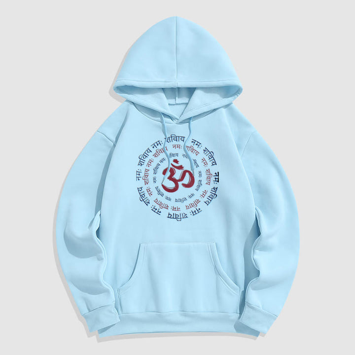 Buddha Stones OM Mantra Character Sanskrit Fleece Lined Hoodie