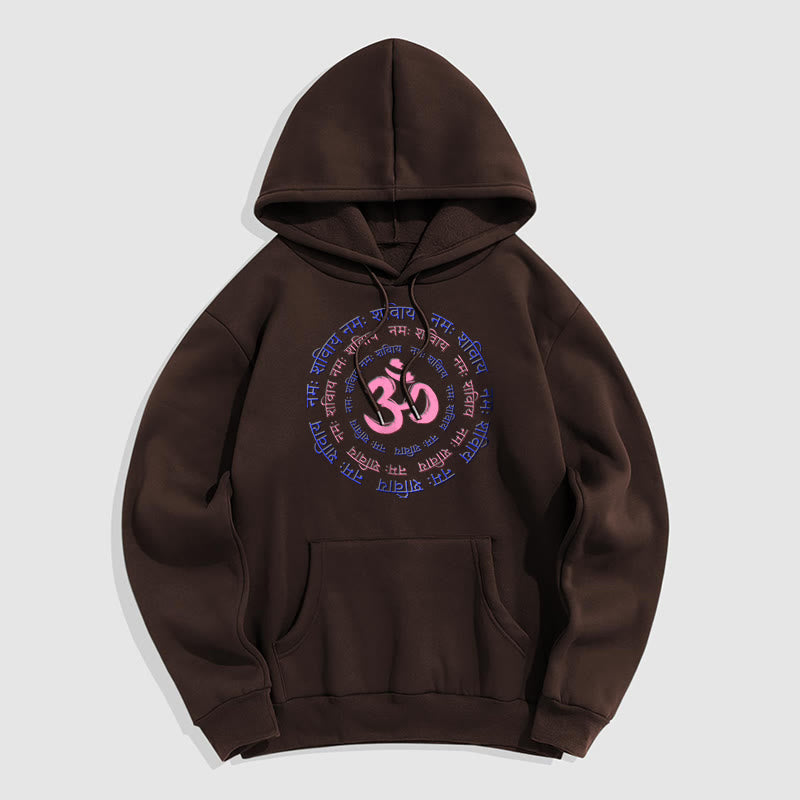 Buddha Stones OM Mantra Character Sanskrit Fleece Lined Hoodie