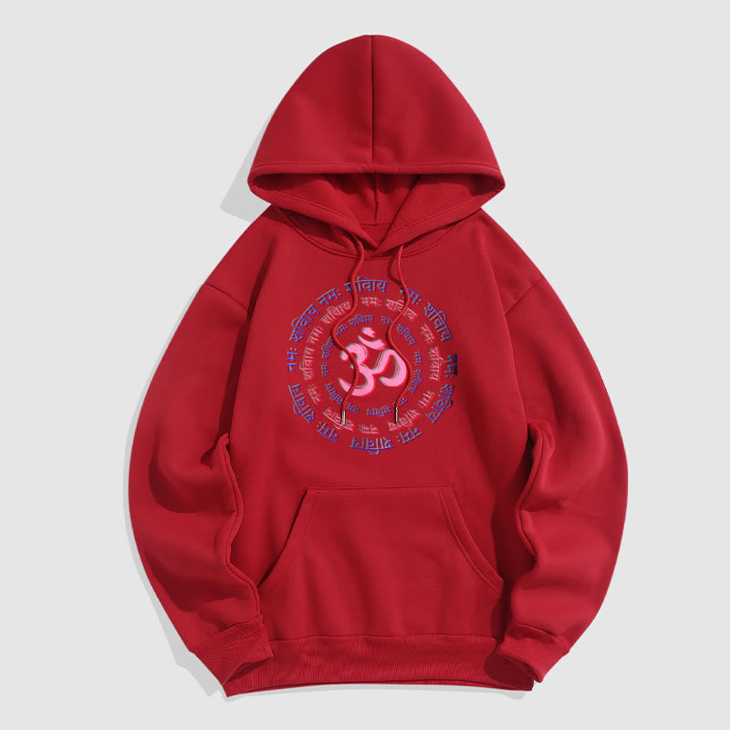 Buddha Stones OM Mantra Character Sanskrit Fleece Lined Hoodie